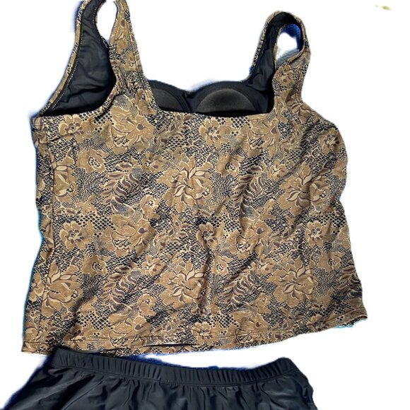 Blair 16W Gold / Black Two Piece Padded Swim Wear - Picture 2 of 12